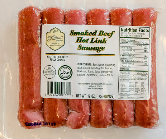 Halal Smoked Beef Hot Links Sausage